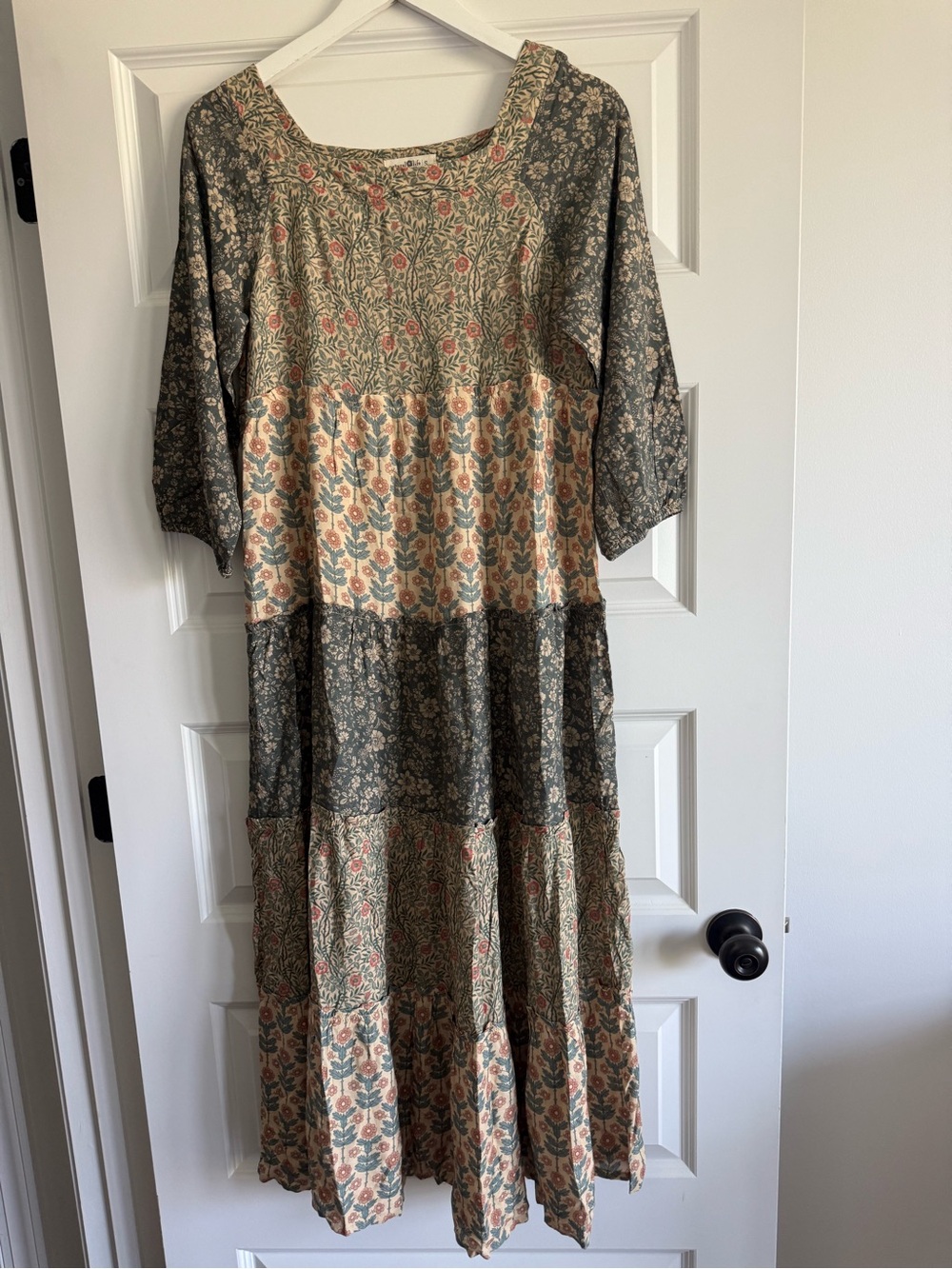 NWOT Natural Life Vintage Floral Patchwork Tiered Maxi Dress Small Boho Cottage